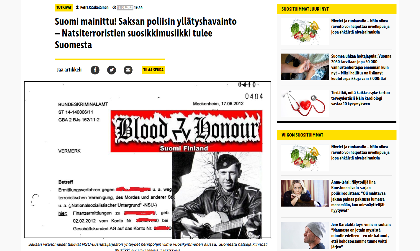 Seura tutustui Saksan viranomaisten raportteihin terroritekoja tehneestä NSU-äärioikeistoryhmästä